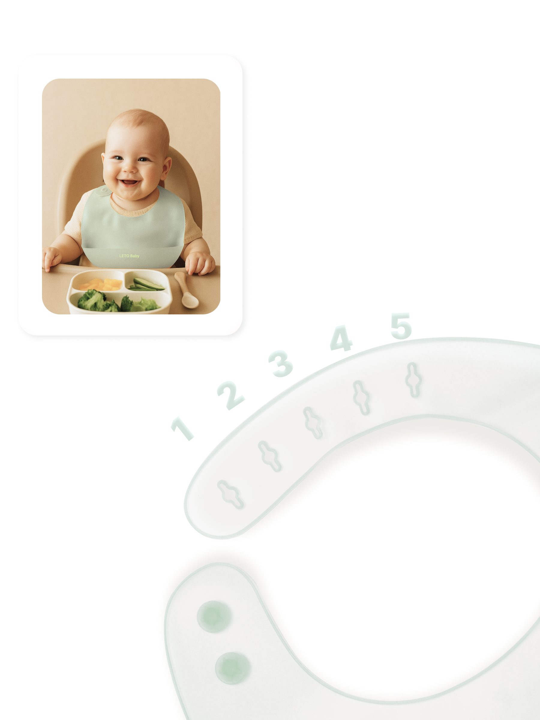 Нагрудник силиконовый для кормления детский LETO BABY